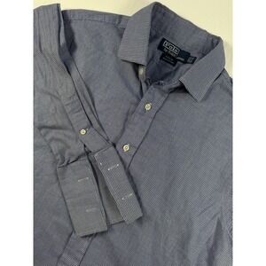 Vtg Polo Ralph Lauren Dress Shirt Philip Size 15 1/2 35 Blue Houndstooth Fr Cuff